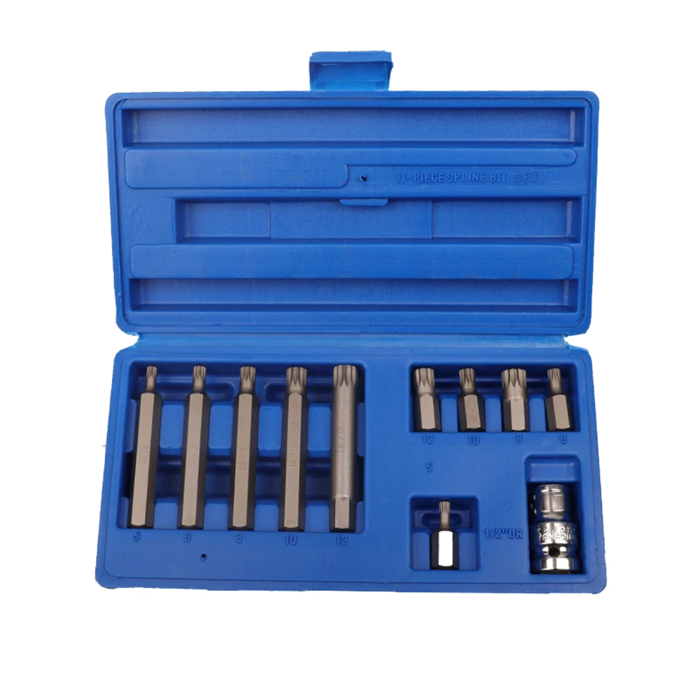 

11Pcs Wear Resistance Multi-Functional M Type 12 Point Spline Bit Set Chrome-Vanadium Steel Anti-Impact Screwdriver Bits Set