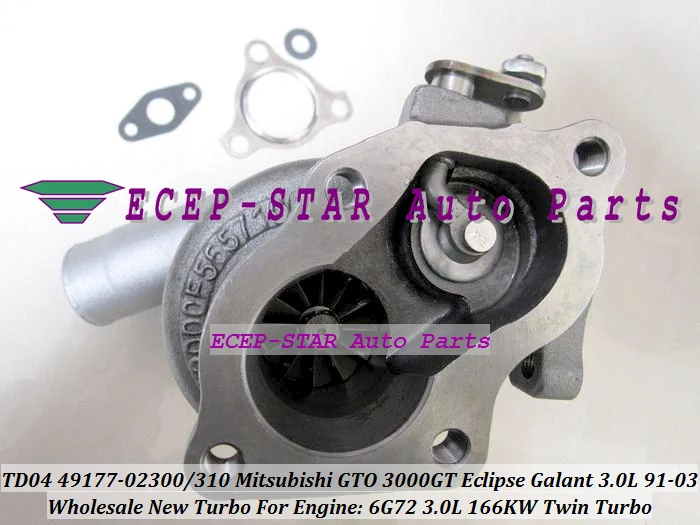TD04 49177-02300 49177-02310 Turbo Turbocharger For MITSUBISHI GTO 3000GT Eclipse Galant DODGE Stealth 3.0L 1991-03 6G72 V6 166KW (1)