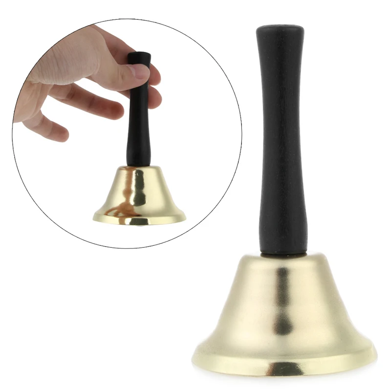 1Pc Gold Hand Held Bells Call Tea Jingle Bells Build Ringtones