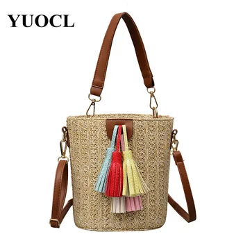 

Summer Crossbody Bags For Women 2018 Luxury Handbags Women Bags Designer Famous Brand Ladies tassel Beach Bag Wicker Straw Bag