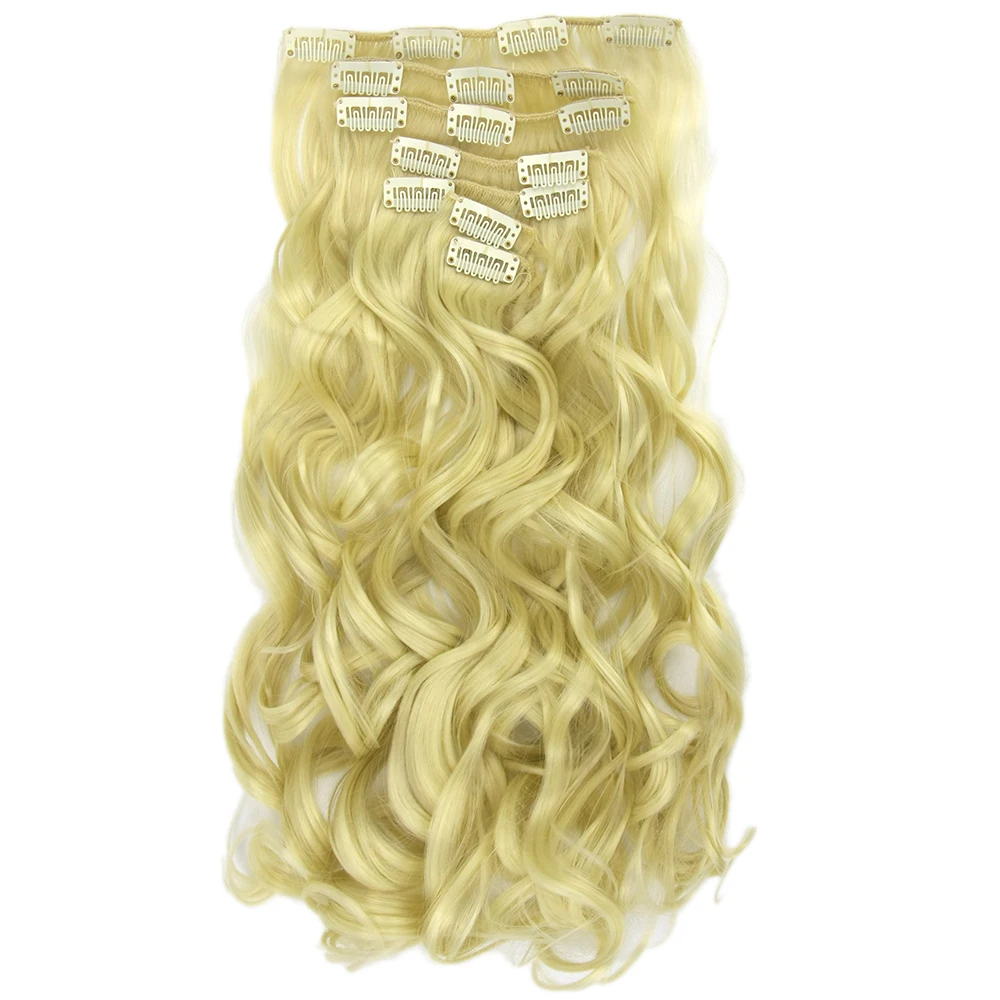 Soowee Long High Temperature Fiber Synthetic Hair Curly Clip In Hair Extensions Black Brown Women H