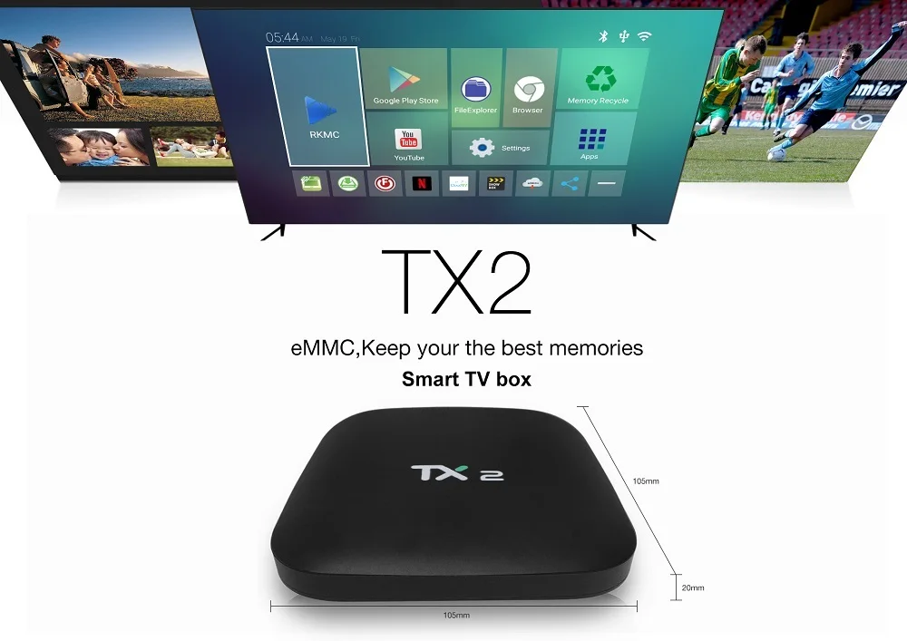 10 шт./лот DHL TX2 1 ГБ/2 ГБ-16G Смарт Android-6-0-ТВ-коробка-Wi-Fi-Quad-Core-tv Box