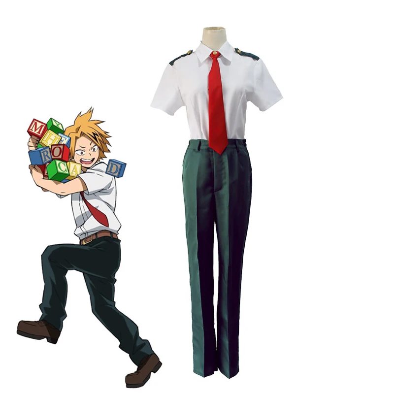 

Boku no Hero Academia Summer Men School Uniform Shirt Pants Tie My Hero Academia Midoriya Izuku Kaminari Denki Cosplay Costume
