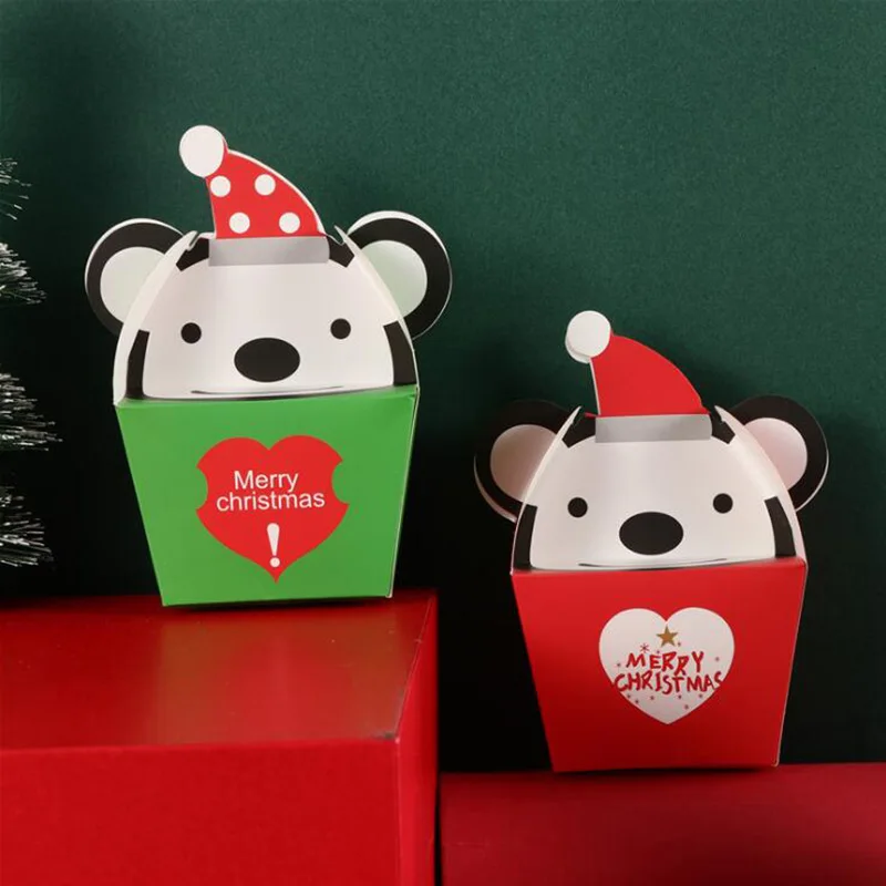 

50pcs Korean Creative Christmas Candy Box Christmas Party Supplies Gift Boxes Packaging Baking Cookies Chocolate Paper Gift Box