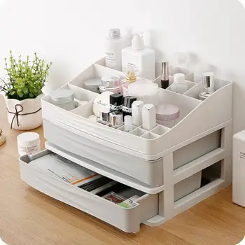 

Large Plastic Cosmetic Storage Box Desktop Drawer Type Makeup Organizer Bathroom Rangement Dressing Table Lipstick Holder