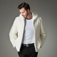2018 Winter men’s White fur coat clothing Simulated marten overcoat Men with a hood jacket men’s clothing mink fur Outwear