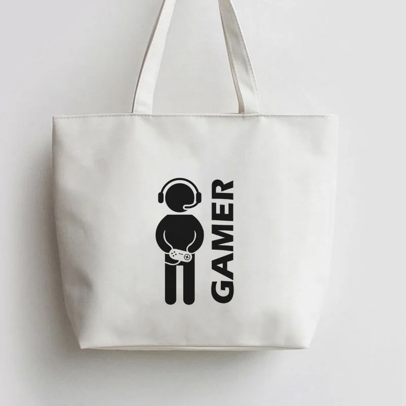 Video Game Gaming Gamer Canvas Tote bags Cartoon Shopping bag school Shoulder Grocery Bag GA047 | Багаж и сумки