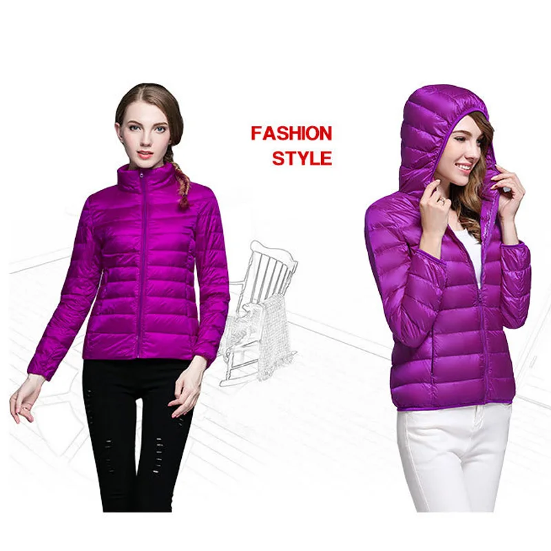 

Down Coat Female Jackets Winter Hooded Coats Light Thin White Duck Down Jackets Big Size Women Short Paragraph 2019 New Ultra