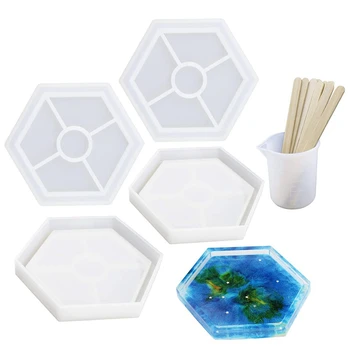 

Coaster Silicone Molds for Resin Epoxy Casting Molds 4 Pieces Shapes
