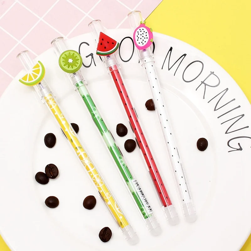 

Cute Dragon Fruit Kiwi Watermelon Lemon Erasable Gel Pen Blue Ink 0.4mm Gel Pen Student Stationery Style Random