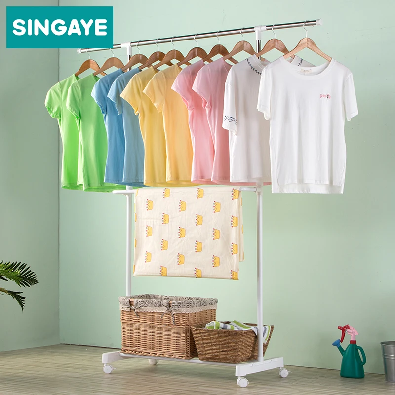 SINGAYE Movable Clothes Hanger Dryer Stainless Steel Standing Gament Drying Rack For Storage Organizer Coat | Дом и сад
