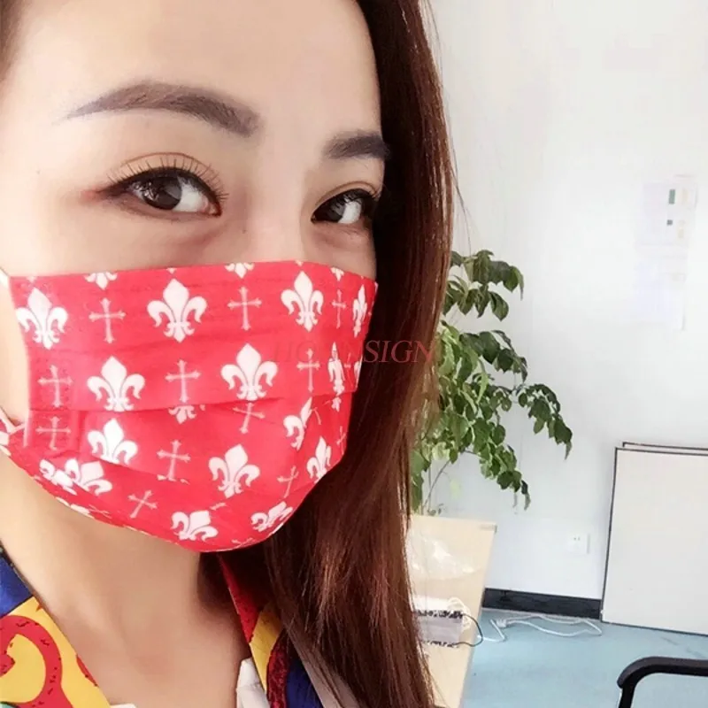 

Masks Disposable Red Mask Printing Goddess Thin Section Independent Packaging Sunscreen Breathable Fashion Personality Tide