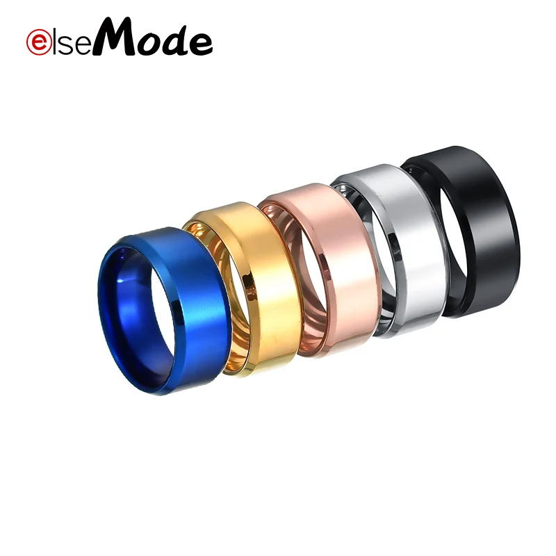 

ELSEMODE Size 5-13 Drop shipping Personalize Engrave Name Logo Thicken Titanium Stainless Steel Rings Black For Men