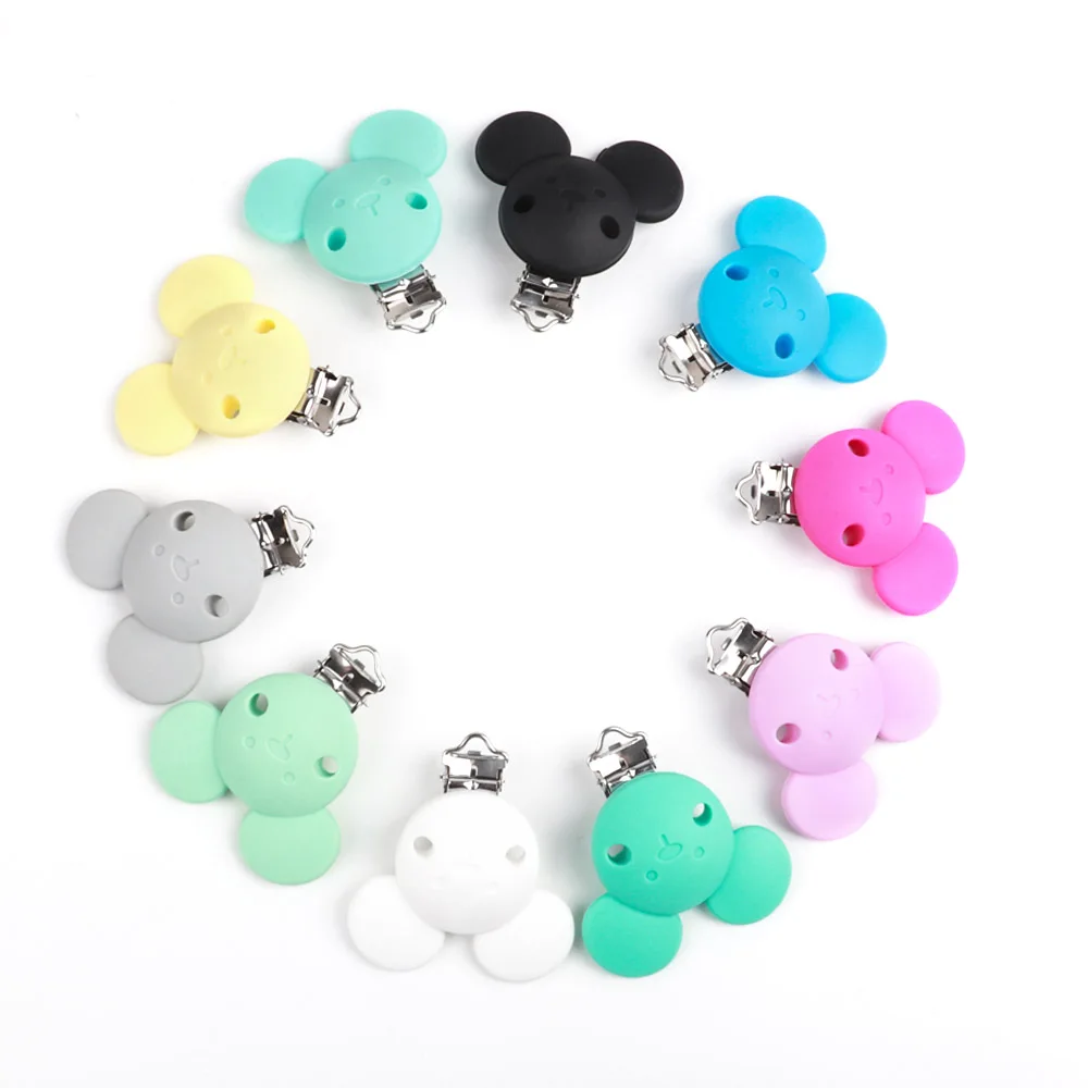 

TYRY.HU 50PCS Baby Pacifier Clips Clasps Mickey Mouse Dummy Holder Clips Durable Beads Pacifier Accessories