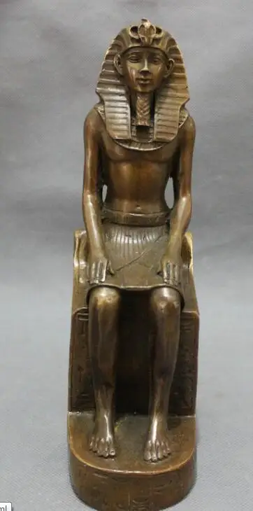 

S4611 9" Chinese Bronze Copper Carved Sitting Egyptian Tutankhamun Statue Sculpture discount 30% (C0324)