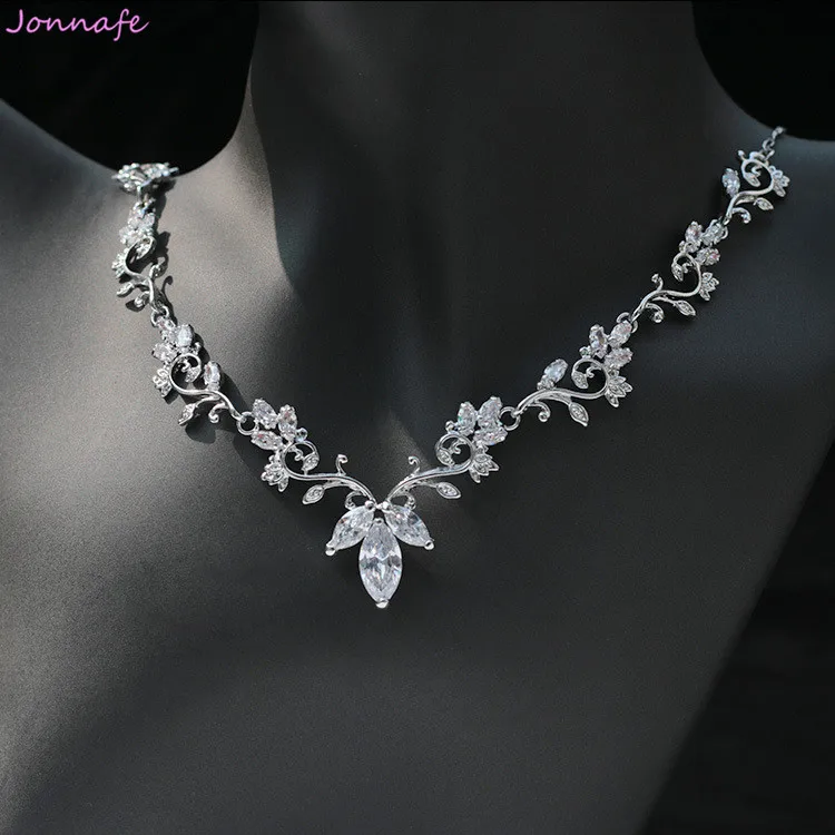 Jonnafe Shine AAA циркониевый свадебный ожерелье серьги набор серебряного цвета женские нарядные украшения для выпускного наборы свадебные аксессуары