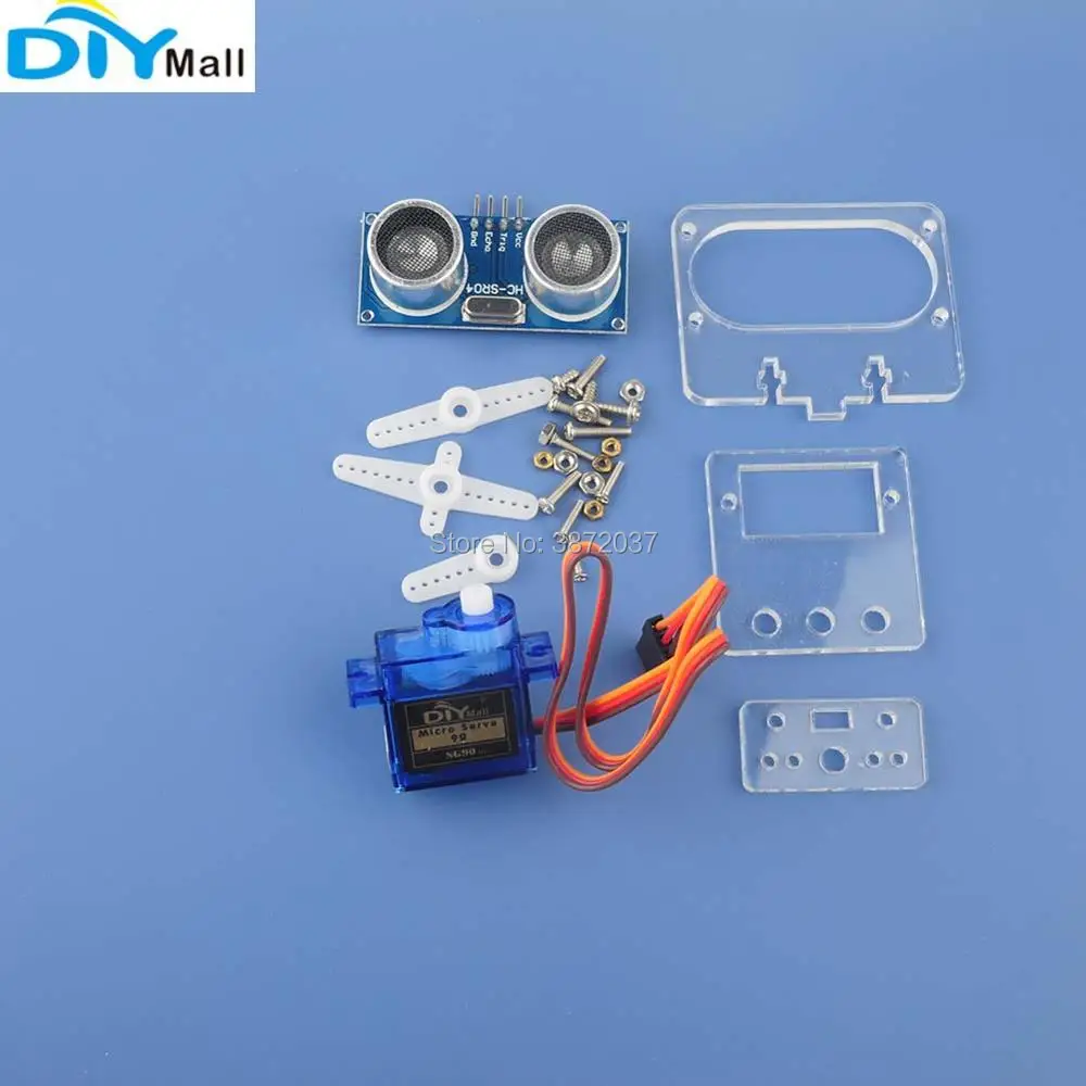 

HC-SR04 Ultrasonic Distance Sensor Distance Detection Module + DIYmall 9G 180 Degree Servo + Mounting Servo Bracket Holder