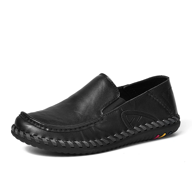 ECTIC/обувь из натуральной кожи; мужские лоферы без застежки; повседневная обувь для отдыха; мягкая обувь для вождения; высокое качество; Zapato - Цвет: Черный