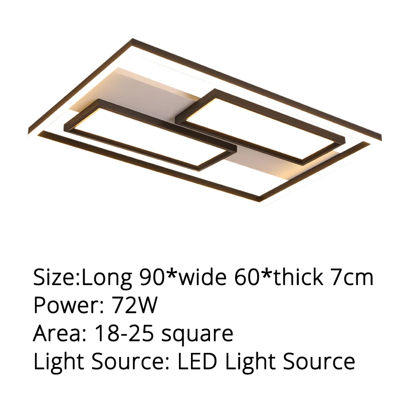 Светодиодный потолочный светильник на поверхности, современный светодиодный потолочный светильник для гостиной, спальни - Цвет корпуса: rectangel 90x60x7cm