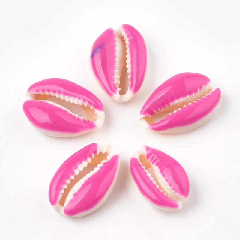 100 шт Бусины в виде раковины каури с эмалью без отверстий/без отверстий смешанные цвета для DIY ювелирных аксессуаров изготовление ожерелья браслеты - Цвет: Camellia