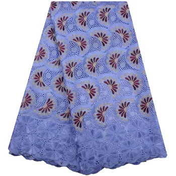 

Royal purple African lace fabric 2019 high quality cotton Swiss voile lace bridal wedding french lace fabric with stones A1296