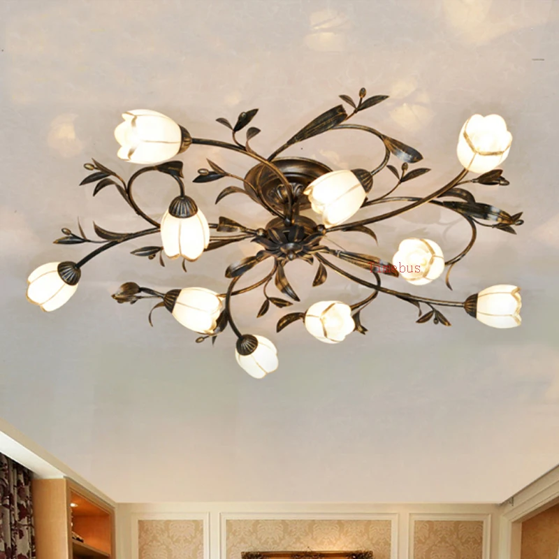 Village Iron Ceiling Lights Decoration Modern Living Room Ceiling Lamp Modern Bedroom Ceiling Lights Classic lighting fixture