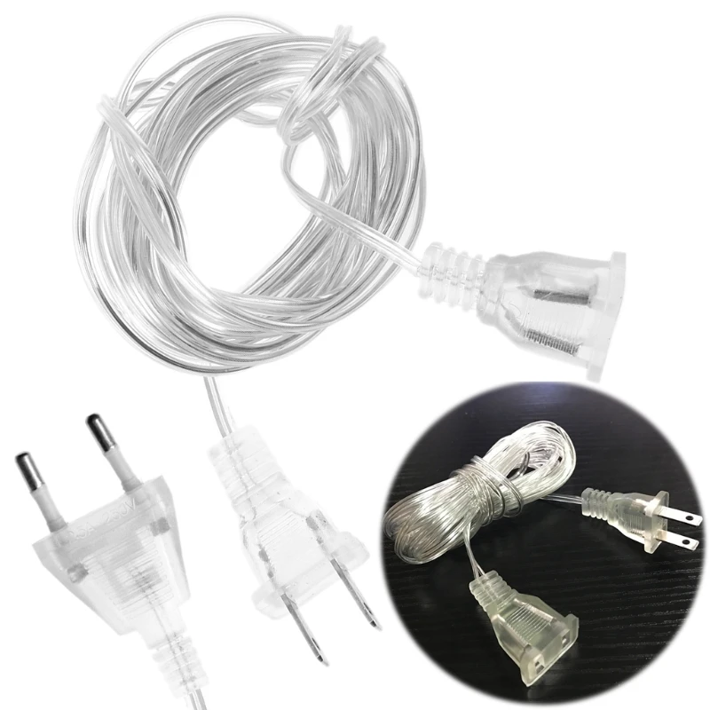 

3.5M EU US Plug Transparent 100W Male To Female Power Supply Extension Cable For PC Wall Charger LED