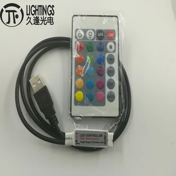 

50pcs 5V 5050 3528 USB RGB 24 key IR remote Controller 5050 5730 5630 Single color USB cable 1m long Background Lighting Kit