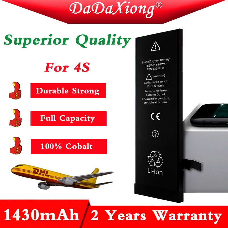 

Da Da Xiong Original 10pcs/lot Superior Quality Battery for iPhone 4S 100% Cobalt TI CPU 0 Cycle 1430mAh 3.7V replacement repair