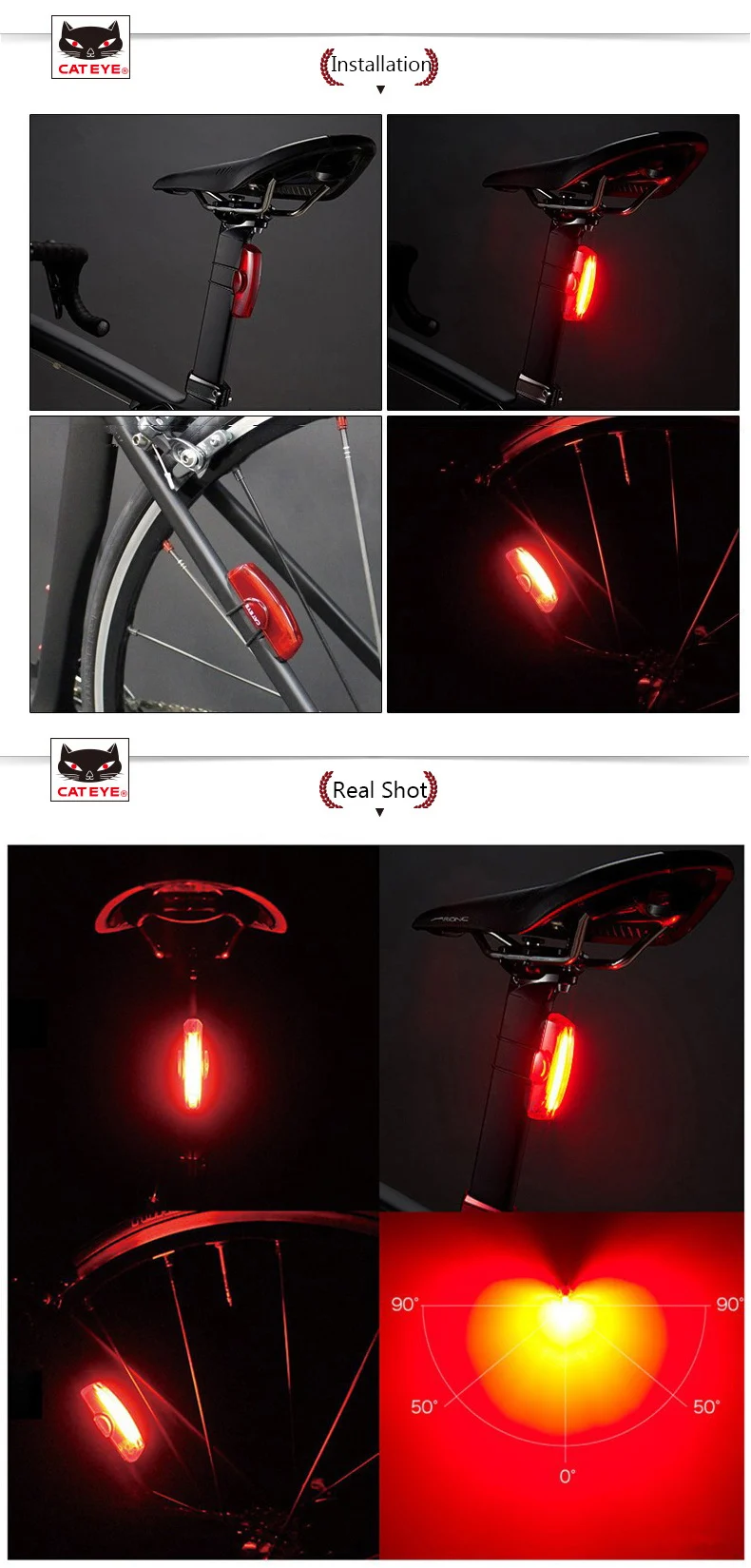 Flash Deal CATEYE Bike Light Bicycle Safety Rear Light Waterproof USB Rechargeable Seatpost Rear Fork Light Cycling Accessories Rapid X 3