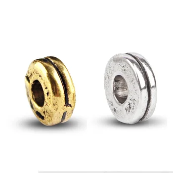 

20pcs/lot Antique Silver/Gold Double Size Wheel Spacer Beads 5mm 6mm Flat Round Jewelry Charm Beads DIY Jewelry Making Bracelet