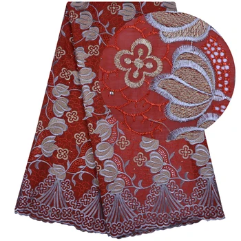 

2018 Hot Sale Red African Swiss Voile Lace High Quality Swiss Voile Lace In Switzerland Nigerian Cotton Lace With Stones 1141