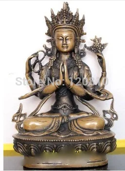 

Tibet Buddhist Four-armed guanyin buddha bronze statue