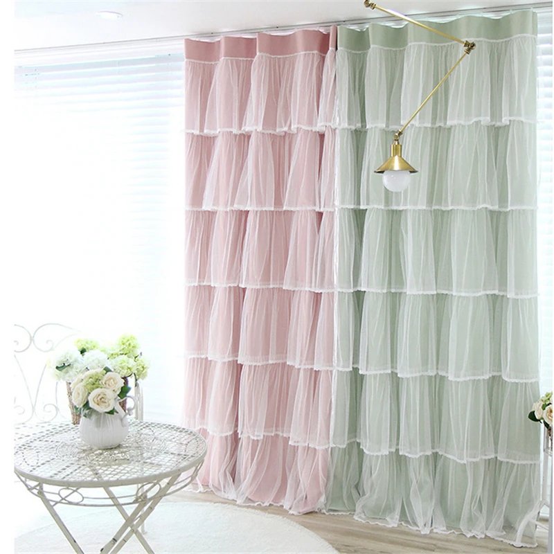 Buy custom curtains South Korean Princess lace bedroom