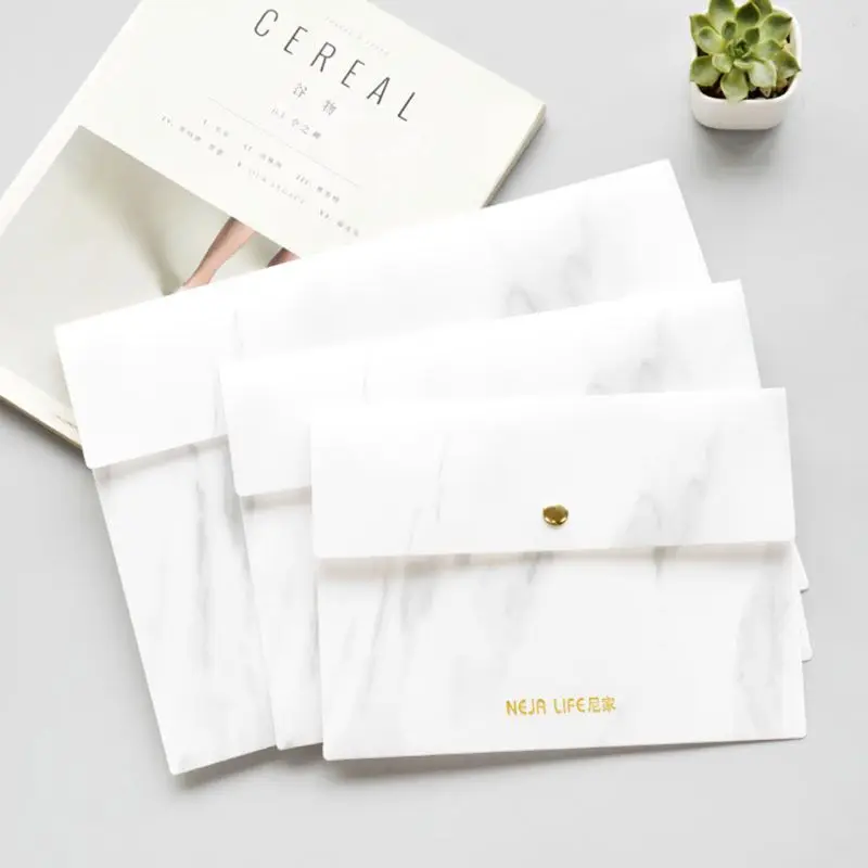 

A4/A5/B5 Portable Marble Pattern PP File Folder Document Examination Paper Bag for Office School Students Supplies #524