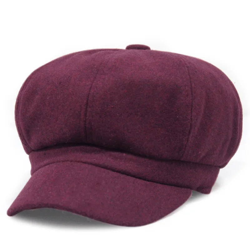 BUTTERMERE, Женская Шерстяная кепка с плоской подошвой, женская черная зимняя Классическая газетная Кепка Гэтсби, подарки в британском стиле, Весенние шапки для водителей - Цвет: Burgundy