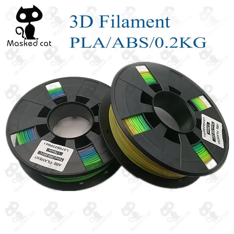

0.2KG Gradient Colour Optional PLA/ABS 1.75mm MakerBot RepRap Plastic Rubber Consumables Material Multiple 3D Printer Filament