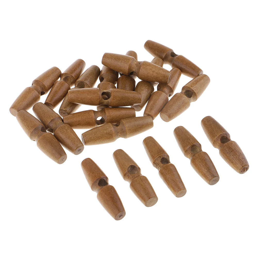 20Pcs Wooden Toggle Buttons for Duffle Coat Sewing, Crafts, Jewelery Making