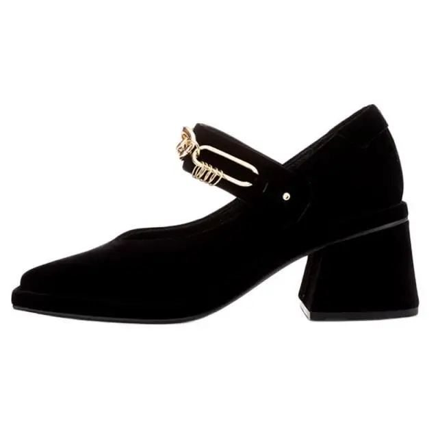 Tacones/элегантные туфли mary jane в стиле ретро; de mujer; дизайнерские женские вечерние туфли-лодочки на высоком каблуке с острым носком и металлической цепочкой