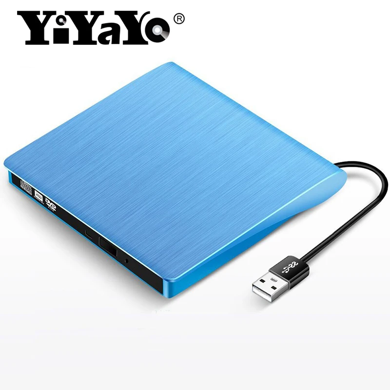 Pаспродажа YiYaYo USB 2,0 Внешний оптический DVD привод CD ROM горелки Тонкий портативный читать для компьютера Ноутбук Apple MAC OS оконные рамы 10