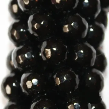 

Genuine Faceted Black Onyx Beads - Round 8 mm Gemstone Beads - Full Strand 15 1/2", 48 beads, AA-Quality