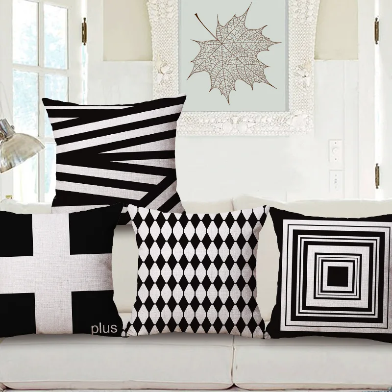 

Fashion High Quality Cotton Linen Simple Geometry Square Cross Car Decorative Throw Pillow Case Cushion Cover Sofa Home Decor