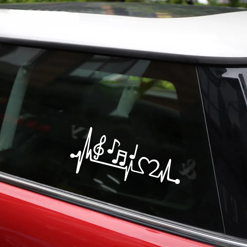 Cunymagos Music Notes Heartbeat Car-Styling Vinyl Car Sticker Creative Car Accessories Car Body Window Decal Sticker 21.58 (7)