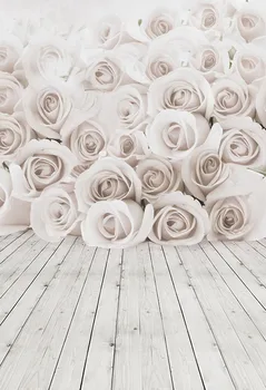 

Vinyl Photography Background white rose flowers wood floor Newborn children Computed Printed Backdrops for Photo Studio