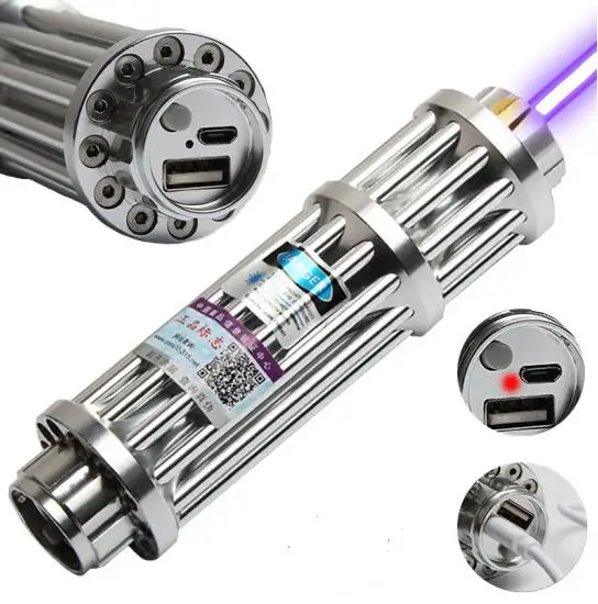 

Most Powerful Blue Laser Pointers USB Rechargeable Built in Battery Laser Torch 450nm 50000m Focusable Flashlight burn match