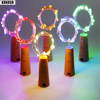 

KZKRSR 10PCS/Lot 2M 20LED Silver Wire String Light with Bottle Stopper for Glass Craft Bottle Christmas Wedding Birthday Party