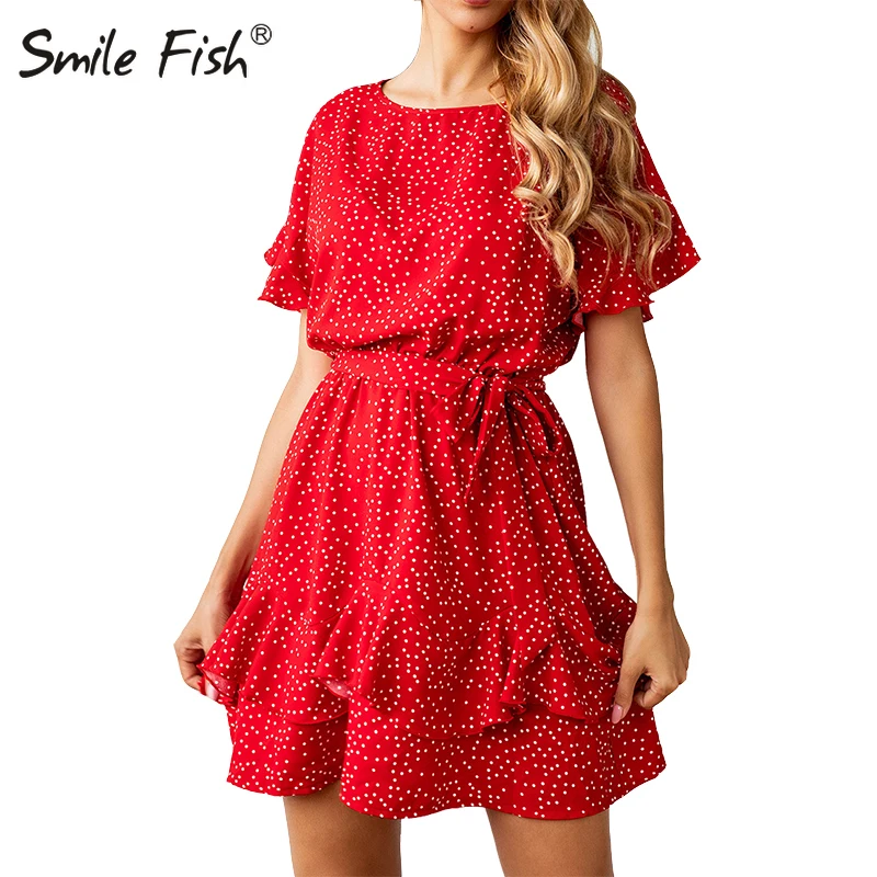 

Butterfly Short Sleeve Kawaii Polka Dot Dress Women Clothes Sweet Ruffles A-Line Mini Dress Boho Girl Party Summer Robe GV642