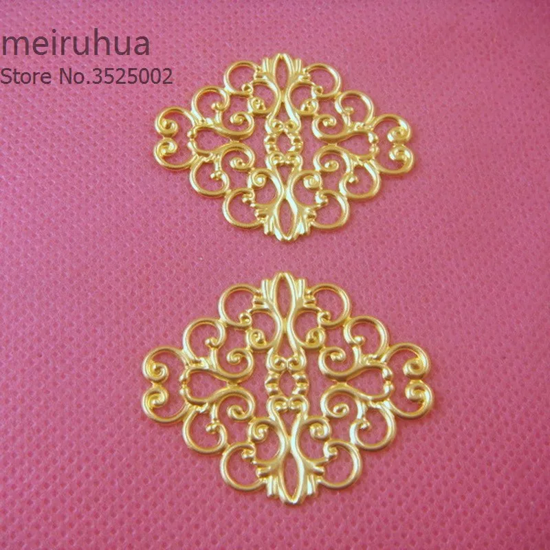 

10 pieces / lot Primitive copper color Decoration box Filigree flower Slice Charms base Setting Jewelry DIY Components Findings