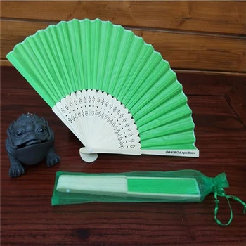 

Personalized Customized 14 color select Silk fan Folding Elegant Silk Hand Fan with Gift bag Wedding Favors Gift 50 pcs