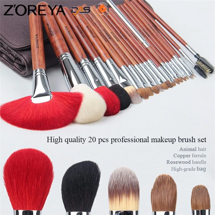 ZOREYA бренд высокого класса Annatto ручка 20 шт кисти для макияжа Профессиональная косметика для волос животных Купер наконечник набор кистей для макияжа